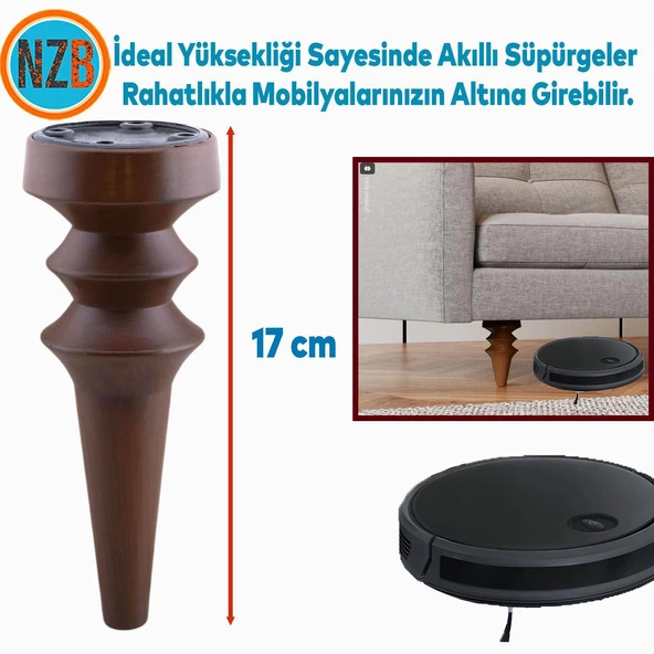 Mobilya Yükseltici Kanepe Koltuk Tv Ünitesi Baza Ayağı Zigon Orta Sehpası Ayak Ayakları Ahşap Desen 17 cm - Resim 3