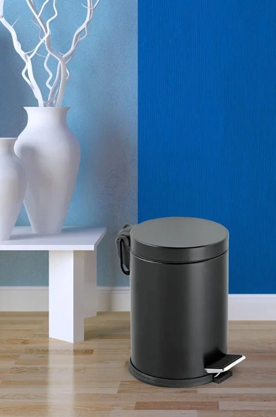 Karen Banyo Mutfak Banyo Pedallı Paslanmaz Metal Çöp Kovası 12 LT Siyah 815S - 3