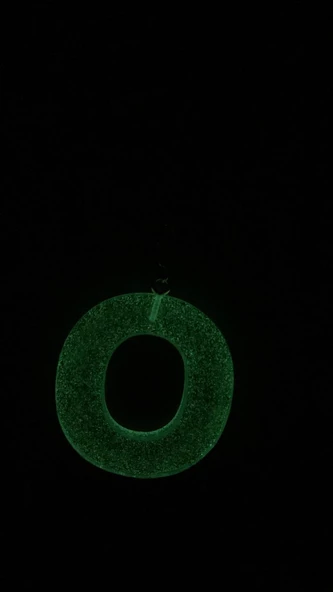 O Harfi Fosforlu Neon Yeşil Renk Parlak Simli Gold Aksesuarlı Anahtarlık El Yapımı Epoksi Hediyelik - Resim 7