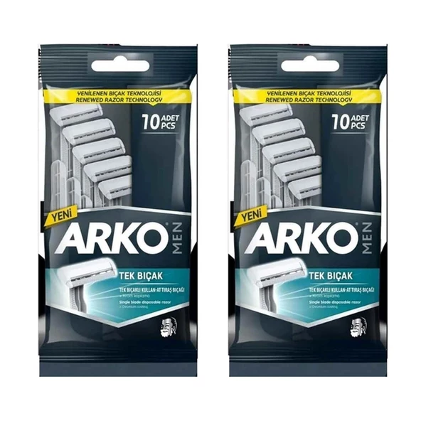 Arko Men Tek Bıçaklı 10 lu Tıraş Bıçağı x 2 Paket