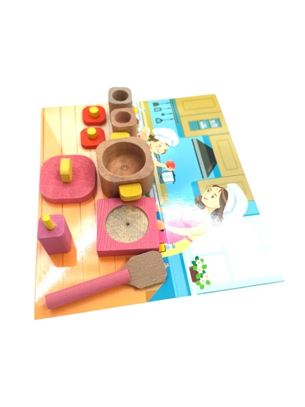 Minik Şeflerin Mutfağı: Ahşap Minyatür Tencereli Ocaklı Mutfak Seti! - 3