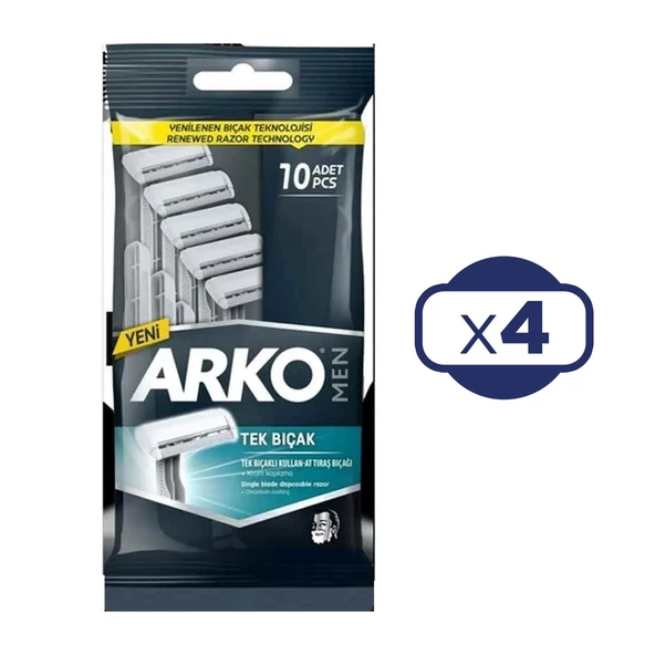 Arko Men Tek Bıçaklı 10 lu Tıraş Bıçağı x 4 Paket