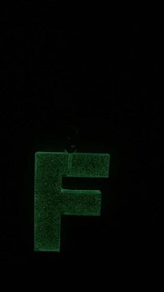 F Harfi Fosforlu Neon Yeşil Renk Parlak Simli Gold Aksesuarlı Anahtarlık El Yapımı Epoksi Hediyelik - 6