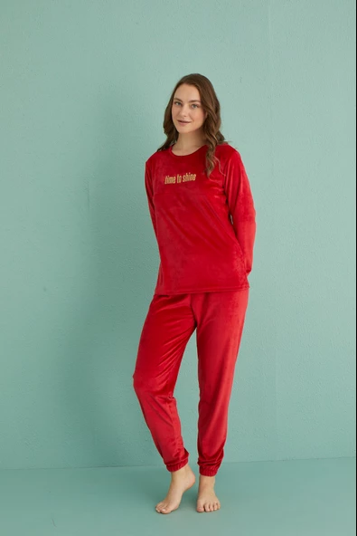 Mihra 13164-20 Kadın Kışlık Kadife Pijama Takımı - 2