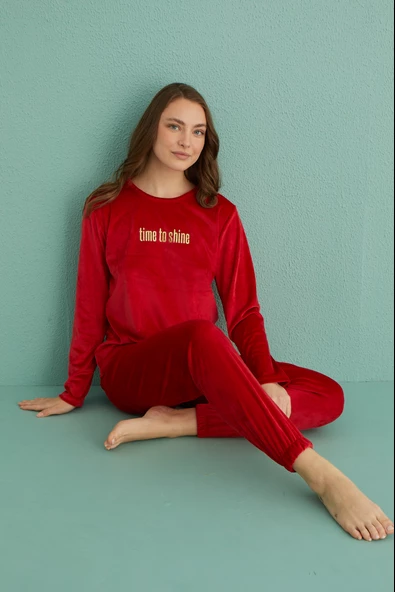 Mihra 13164-20 Kadın Kışlık Kadife Pijama Takımı