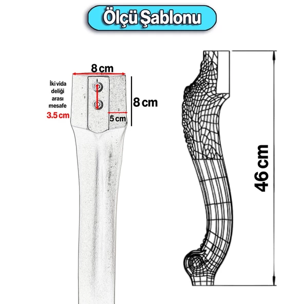 Erva Plastik 4 Adet Sehpa Ayağı 46 cm Ahşap Desenli Orta Ayak Zigon Sehpa Mobilya Masa Ayakları Kahverengi - Resim 6