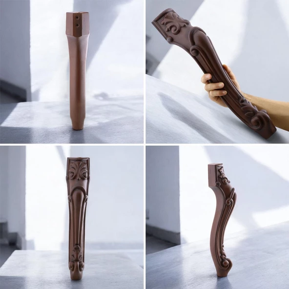 Erva Plastik 4 Adet Sehpa Ayağı 46 cm Ahşap Desenli Orta Ayak Zigon Sehpa Mobilya Masa Ayakları Kahverengi - Resim 7