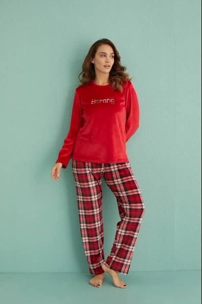 Mihra 13309-4 Kadın Kışlık Kadife Pijama Takımı - 2