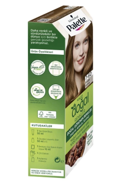 Palette Kalıcı Doğal Renkler Saç Boyası 7-60 Fındık Kahve - 4