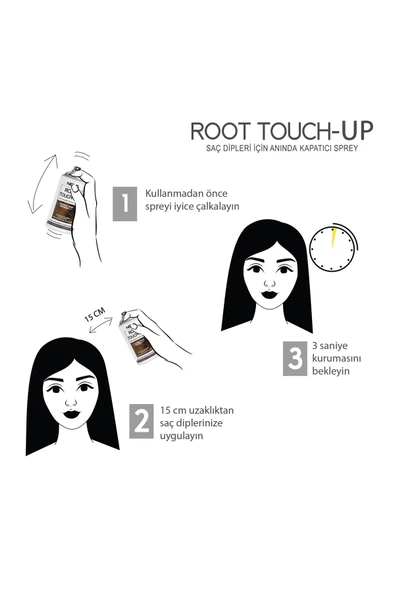 Root Touch-up Saç Dipleri Için Kapatıcı Sprey Kahverengi 75ml - 3