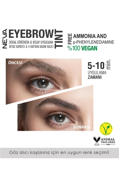 Eyebrow Tint Vegan Kaş Boyası Seti 1.1 Kül Gri - 2