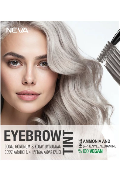 Eyebrow Tint Vegan Kaş Boyası Seti 1.1 Kül Gri - 4