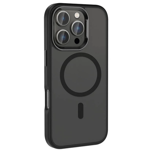 Vendas iPhone 16 Pro Max Kılıf Magsafe Şarj Özellikli Parlak Kamera Çerçeveli Zore Kost Kapak - 7