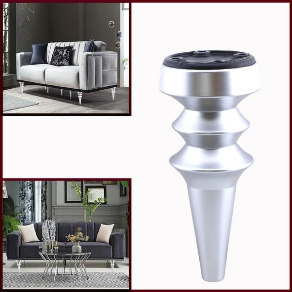 Mobilya Yükseltici Kanepe Koltuk Tv Ünitesi Baza Ayağı Zigon Orta Sehpası Ayak Ayakları Mat Gümüş 17 cm - Resim 4