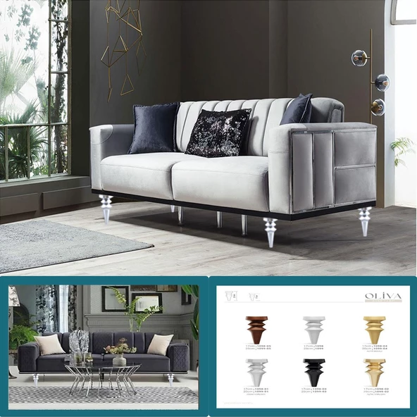 Mobilya Yükseltici Kanepe Koltuk Tv Ünitesi Baza Ayağı Zigon Orta Sehpası Ayak Ayakları Mat Gümüş 17 cm - Resim 5