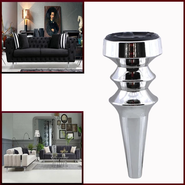 Mobilya Yükseltici Kanepe Koltuk Tv Ünitesi Baza Ayağı Zigon Orta Sehpası Ayak Ayakları Gümüş Krom 17 cm - Resim 7