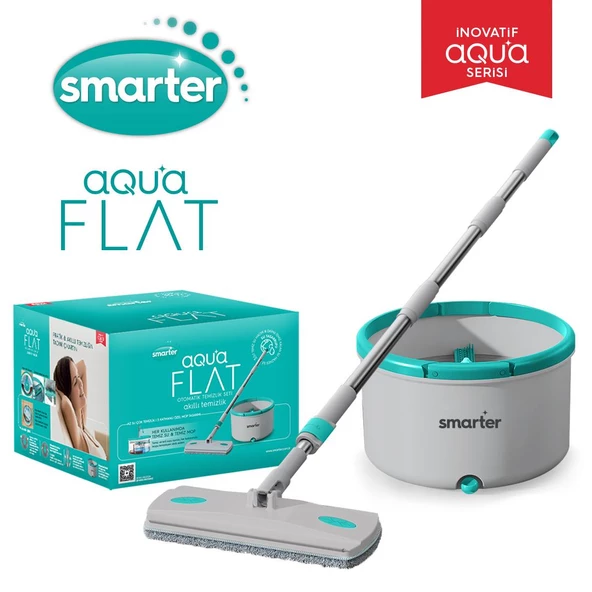 SMARTER AQUA FLAT TEMİZ VE KİRLİ SUYU AYIRMA ÖZELLİĞİ OTOMATİK TEMİZLİK SETİ TABLET MOP PASPAS