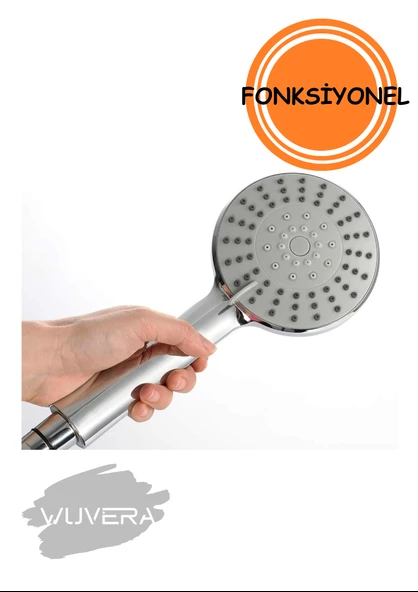 WUVERA Fonksiyonlu Banyo Duş Başlığı Fiskiyesi Telefonu Duş Seti - 2
