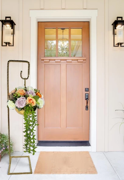 Nettenevime Yapay Çiçek Aranjmanı Burgulu Ferforje Askıda Gold Metal Vazolu Arajman - Resim 6