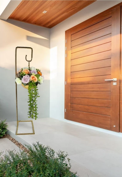 Nettenevime Yapay Çiçek Aranjmanı Burgulu Ferforje Askıda Gold Metal Vazolu Arajman - Resim 3