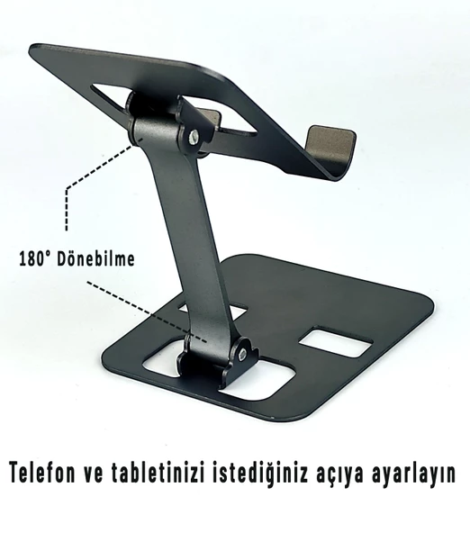 Metal Flexgrip Katlanabilir Tablet Telefon Tutacağı Standı 180°Ayarlanabilir Kauçuk Destekli - 7