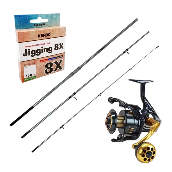 YekOutdoor Yüksek Kalite Olta Seti Okuma Azores Surf 430cm 3 parça Surf Kamışı&Okuma Salina SA-6000HA Blue 6+1BB Olta Makinesi