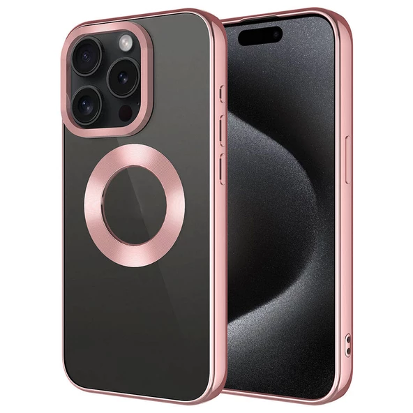 Apple iPhone 15 Pro Kılıf Tek Kamera Çerçeveli Logo Gösteren  Omega Kapak - 4