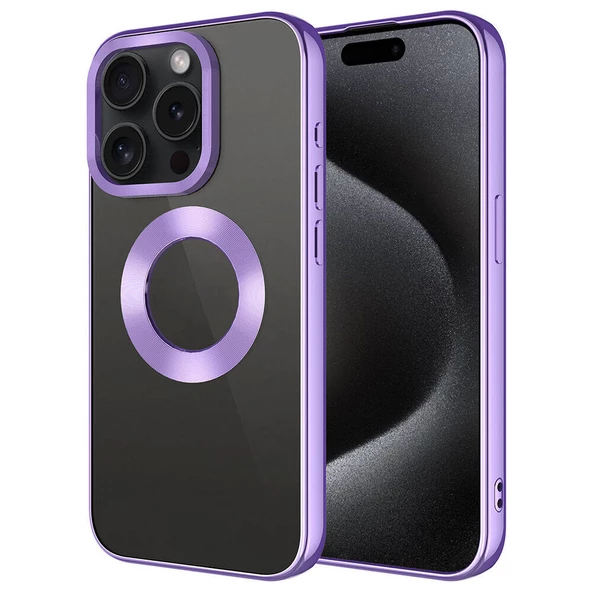 Apple iPhone 15 Pro Kılıf Tek Kamera Çerçeveli Logo Gösteren  Omega Kapak - 8