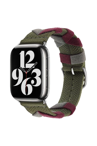 Apple Watch 7 45mm Zore KRD-97 Sarmal Örgü Tasarımlı Kordon - Resim 2