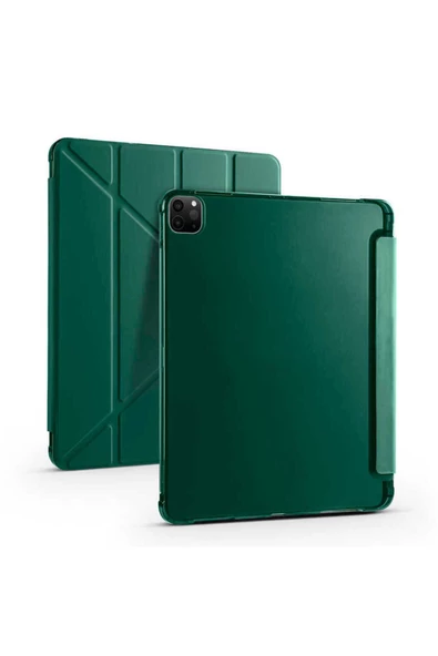 Apple iPad Pro 12.9 2022 M2 UyumluTri Folding Kalem Bölmeli Standlı Kılıf - 3