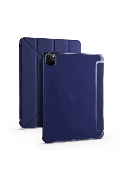 Apple iPad Pro 12.9 2022 M2 Kılıf Tri Folding Kalem Bölmeli Standlı Kılıf - 3