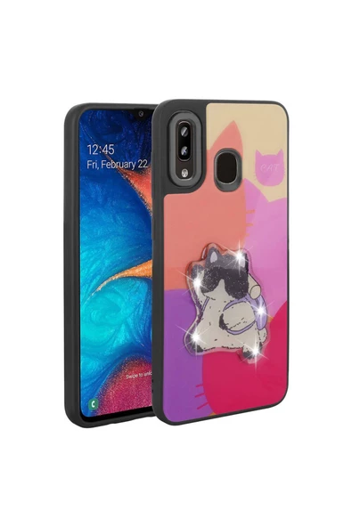 Galaxy A30 Kılıf Parlayan Kabartmalı İkonik Figürlü Zore Amas Silikon Kapak-Mor - 2