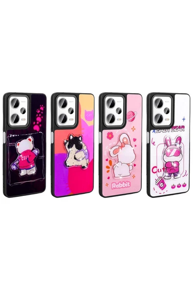 Xiaomi Redmi Note 12 Pro 5G Kılıf Parlayan Kabartmalı İkonik Figürlü Zore Amas Silikon Kapak-Beyaz - 3