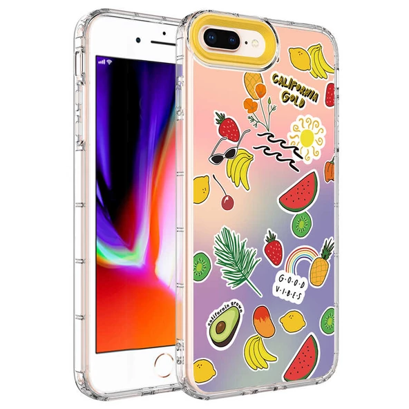 Apple iPhone 8 Plus Kılıf Kamera Korumalı Renkli Desenli Sert Silikon  Korn Kapak - 5