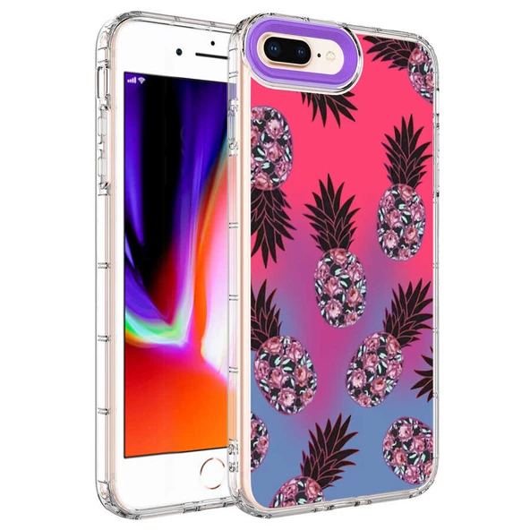 Apple iPhone 8 Plus Kılıf Kamera Korumalı Renkli Desenli Sert Silikon  Korn Kapak - 4