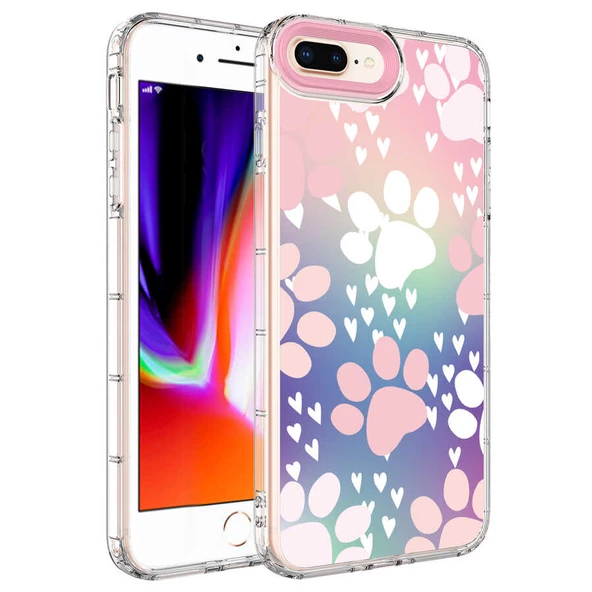 Apple iPhone 8 Plus Kılıf Kamera Korumalı Renkli Desenli Sert Silikon  Korn Kapak - 8