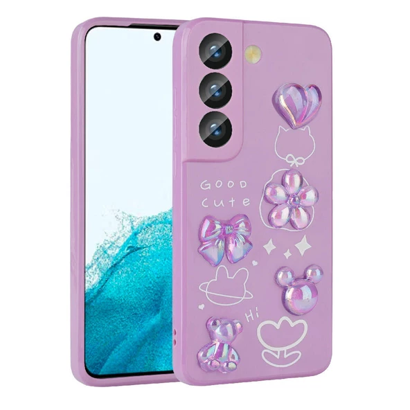 Galaxy S21 FE Kılıf Kabartma Figürlü Parlak  Toys Silikon Kapak