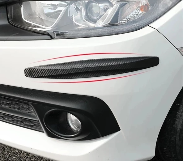 Periboia 2 Adet Siyah Universal Karbon Araba Çarpışma Önleyici Esnek Tampon Koruyucu Şerit - 4