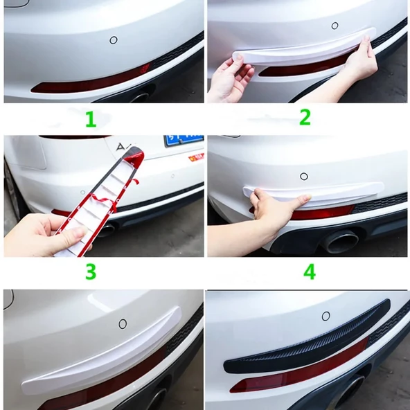 Periboia 2 Adet Beyaz Universal Karbon Araba Çarpışma Önleyici Esnek Tampon Koruyucu Şerit