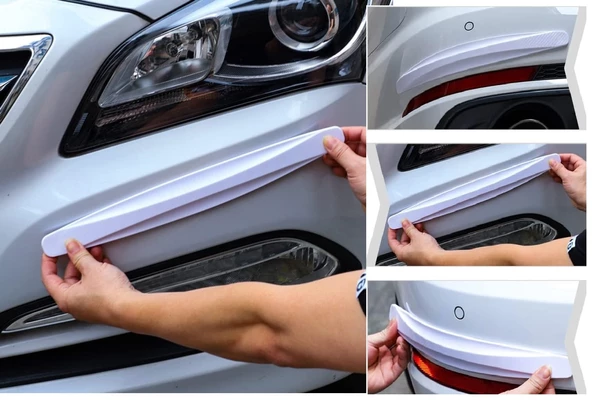 Periboia 2 Adet Beyaz Universal Karbon Araba Çarpışma Önleyici Esnek Tampon Koruyucu Şerit - 2