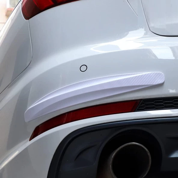 Periboia 2 Adet Beyaz Universal Karbon Araba Çarpışma Önleyici Esnek Tampon Koruyucu Şerit - 3