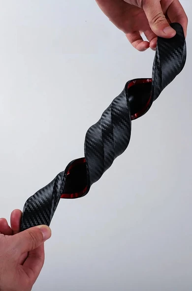 Periboia 2 Adet Siyah Universal Karbon Araba Çarpışma Önleyici Esnek Tampon Koruyucu Şerit - 5