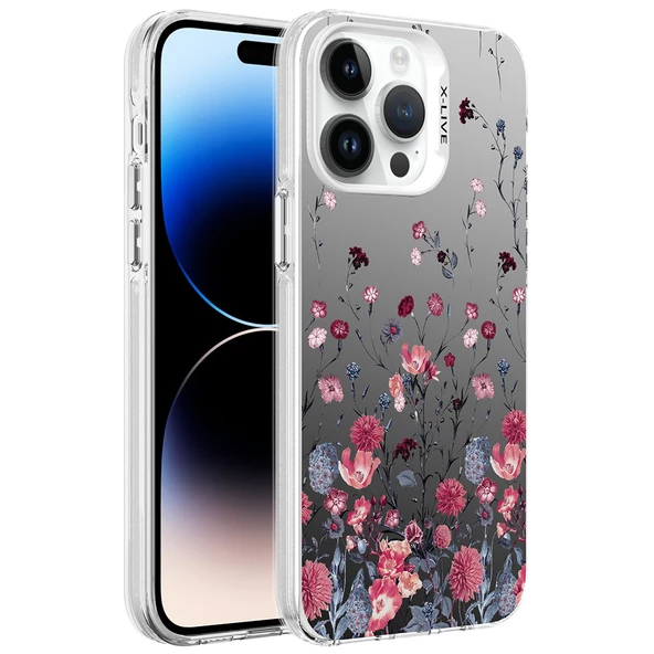 Apple iPhone 14 Pro Max Kılıf Desenli  Silver Sert Kapak - 5