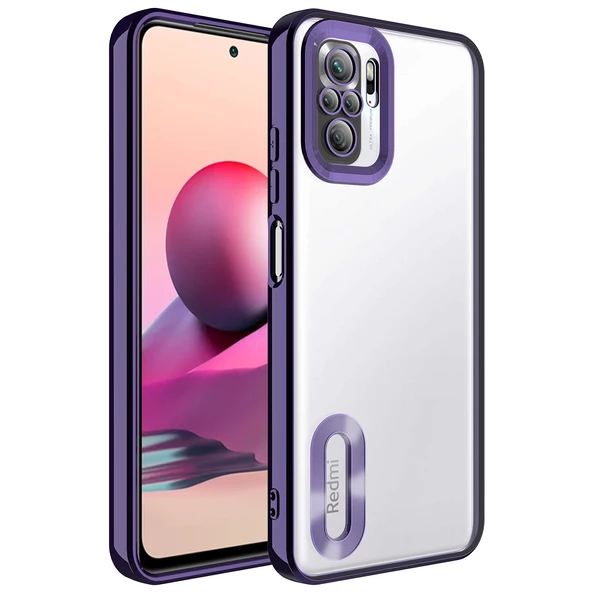 Xiaomi Redmi Note 10S Kılıf Kamera Korumalı Logo Gösteren  Omega Kapak - 8