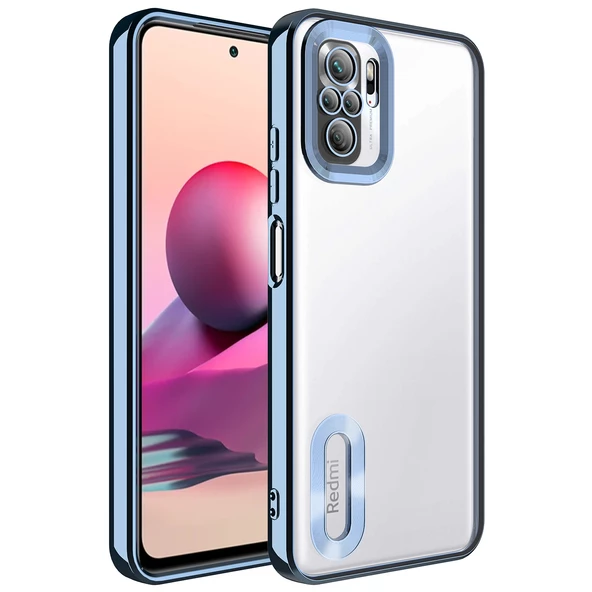 Xiaomi Redmi Note 10S Kılıf Kamera Korumalı Logo Gösteren  Omega Kapak - 6