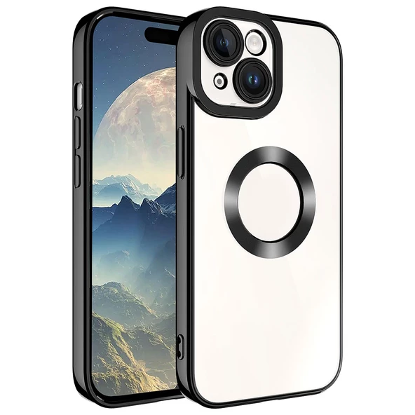 Apple iPhone 15 Kılıf Kamera Korumalı Logo Gösteren  Omega Kapak - 6