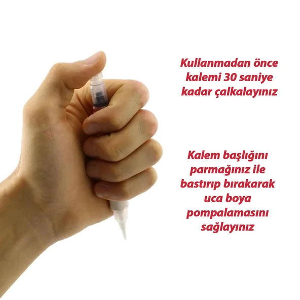Araç Oto Rötuş Kalemi 5 ml Kaporta Tampon Çizik Giderici Fırça Metalik Beyaz Renk Boya Kalemi - 2