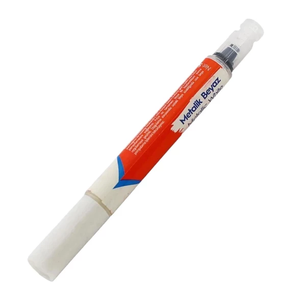 Araç Oto Rötuş Kalemi 5 ml Kaporta Tampon Çizik Giderici Fırça Metalik Beyaz Renk Boya Kalemi - 4