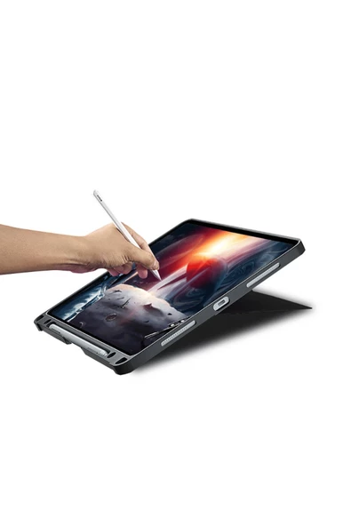 iPad Pro 13 2024 Uyumlu Stand Özellikli Renkli Işıklı Klavyeli Tablet Kılfı - 7