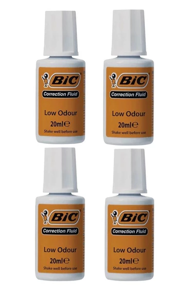 Sıvı Silici Daksil 4 Adet Bic 20 ml Fırçalı Sıvı Düzeltici Daksil Okul Ofis Büro Fırça Uçlu Daksil - 4